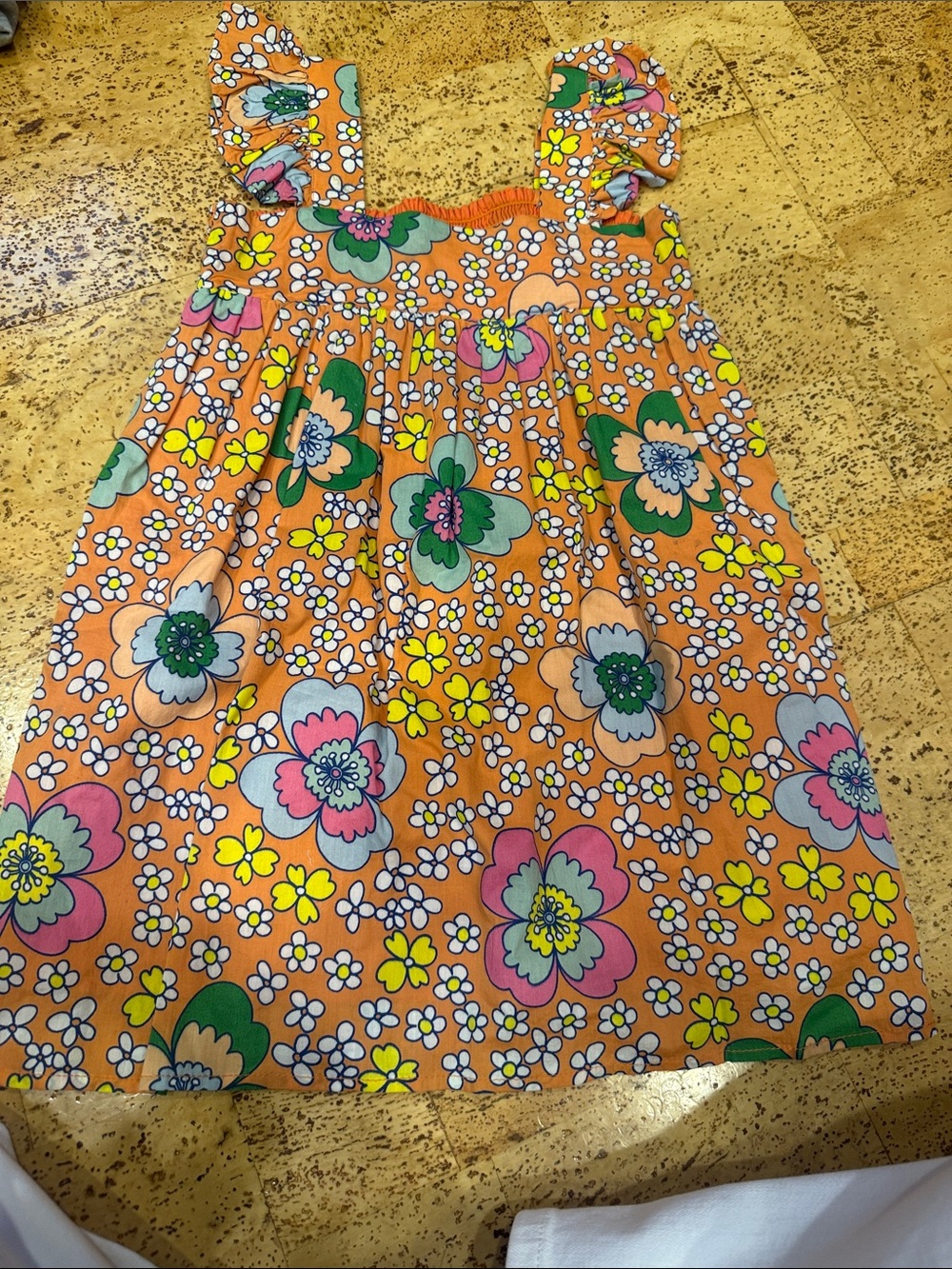 Stella McCartney Orange Floral Dress with Green and Pink Accents